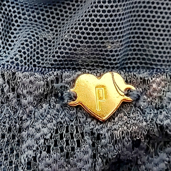 💟PINK Victoria's Secret bralette navy blue lace w/rainbow colored LARGE - Picture 11 of 14